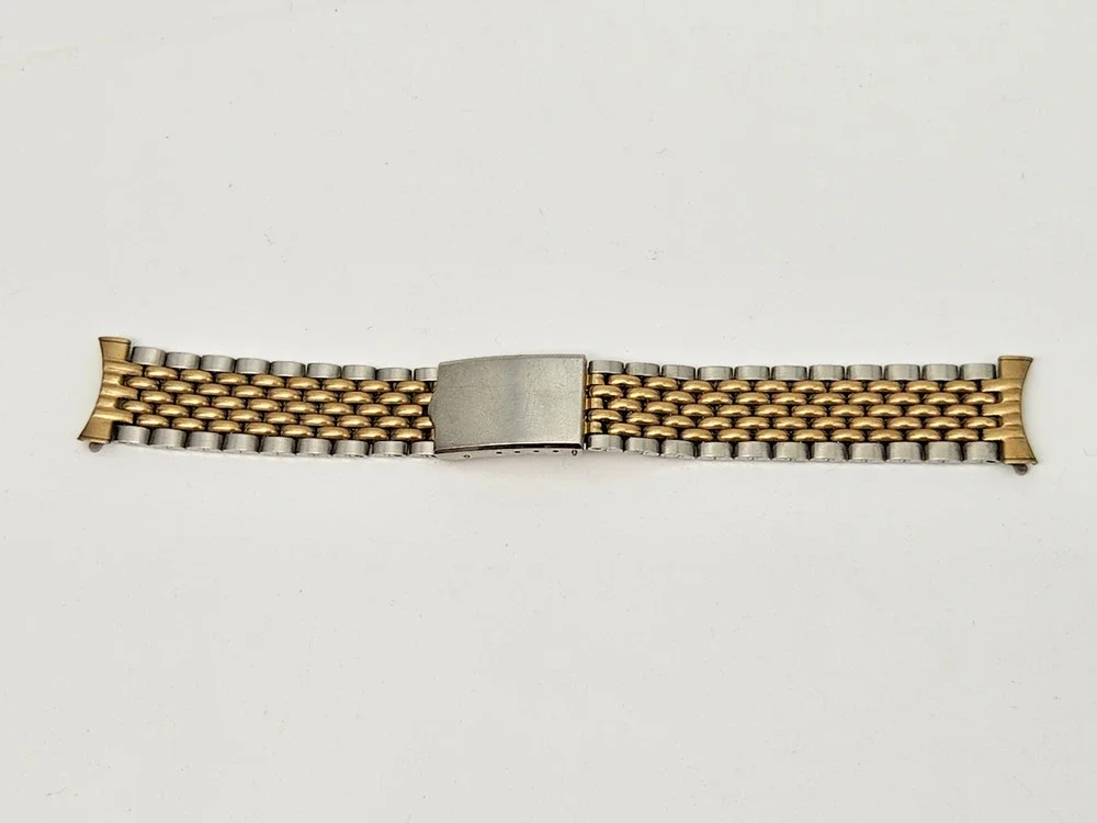 Vtg Spidel Beads of Rice Two Tone 10k RGP Stainless Steel Watch Bracelet 19 mm